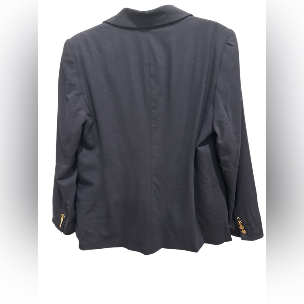 NWT Lauren Ralph Lauren Navy Double-Breasted Wool Crepe Blazer size 16 - Picture 9 of 12